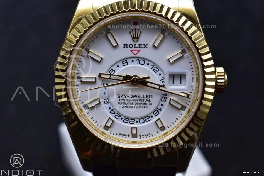 1100 1:1 YG Functional Best on A23J Strap 336238 Oysterflex White (Gain Sky-Dweller ZF Edition Dial Weight) 0106